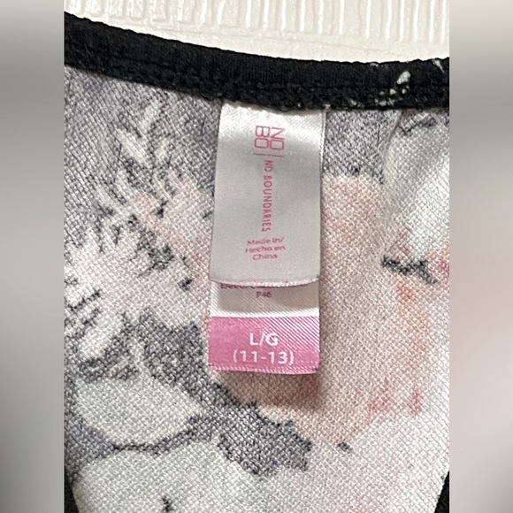 No Boundary Junior Dress Black with Peach/Green Floral Size: Large 11/13 - Picture 4 of 5